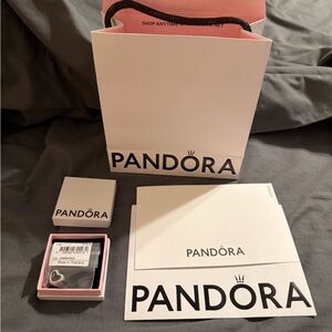 Pandora Silver Heart Charm with Pink Gift Box